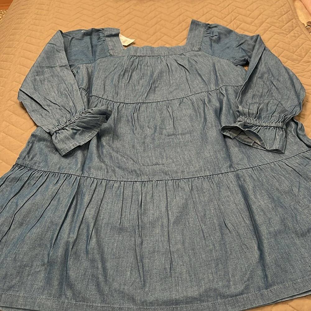 GAP Kids Tiered Chambray Square neck Dress / NWT / S - Picture 14 of 16